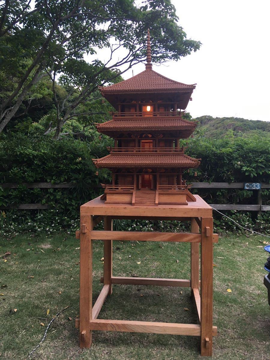 【自作品】三重塔構造模型　高さ約５５ｃｍ 自作品】 三重塔構造模型 高さ約55cm 建築模型 | 商品紹介 |